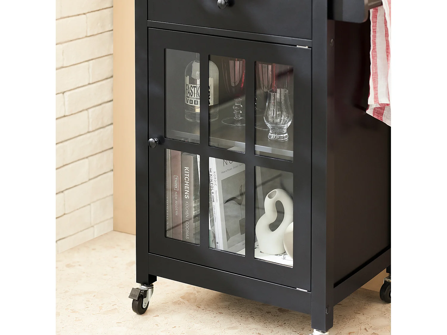 SoBuy FKW98-SCH Keukentrolley op Wielen Opbergkast Dressoir Keukenwagen Keukenkast