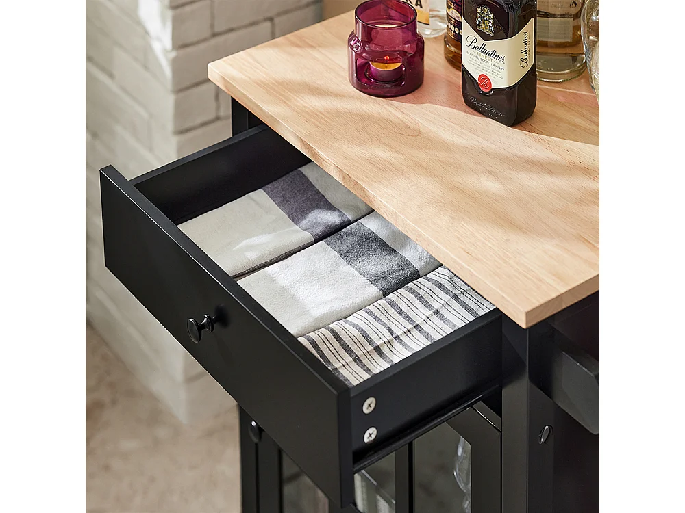 SoBuy FKW98-SCH Keukentrolley op Wielen Opbergkast Dressoir Keukenwagen Keukenkast