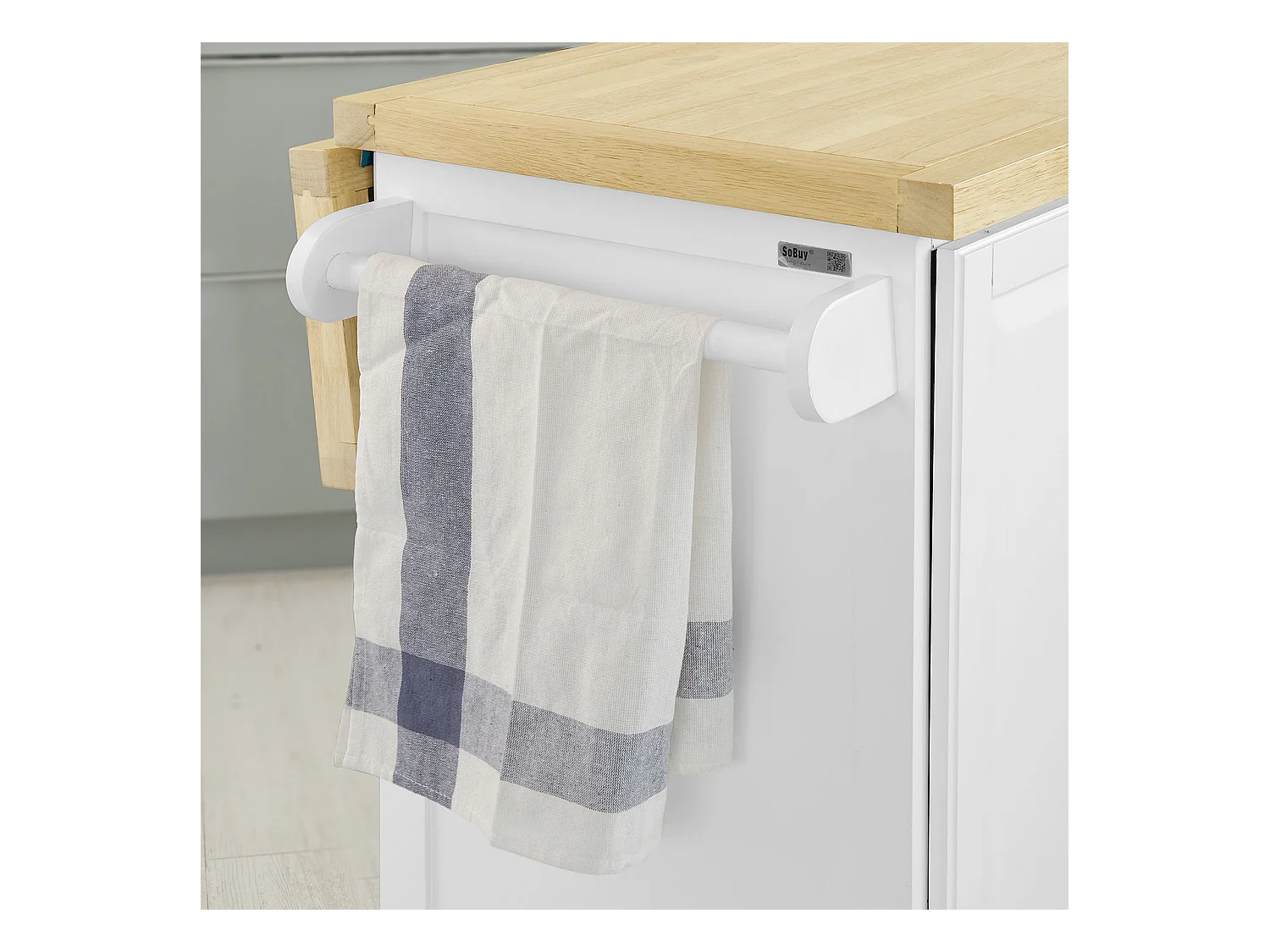 SoBuy FKW41-WN Keukentrolley - uitbreidbaar werkblad - Opbergruimte keukenwagen Credenta