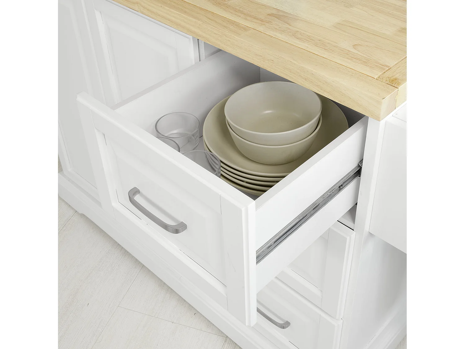 Desserte sur roulettes Meuble de Cuisine de Service en Bois Plans de Travail Rabattables, FKW41-WN