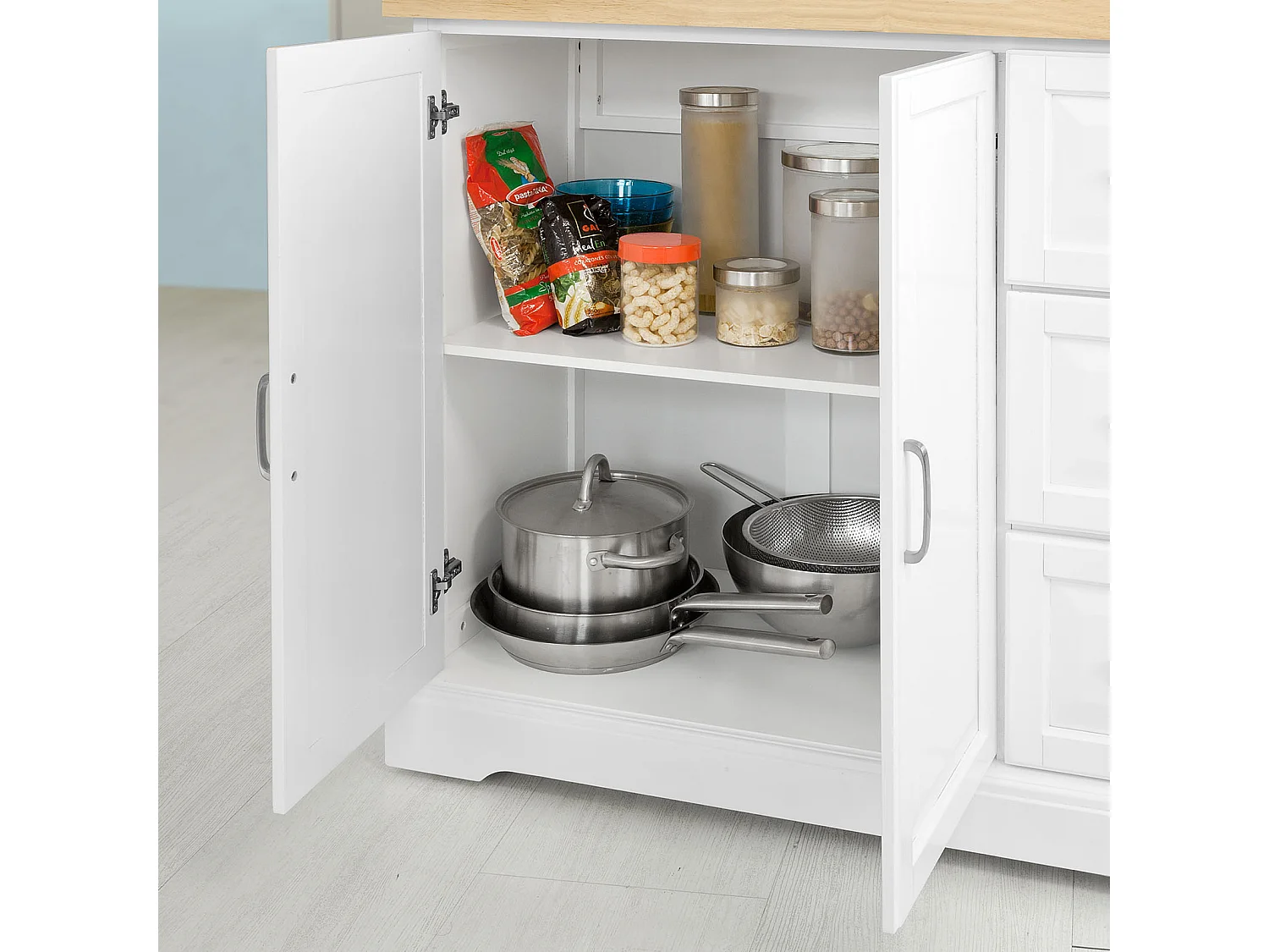 Desserte sur roulettes Meuble de Cuisine de Service en Bois Plans de Travail Rabattables, FKW41-WN