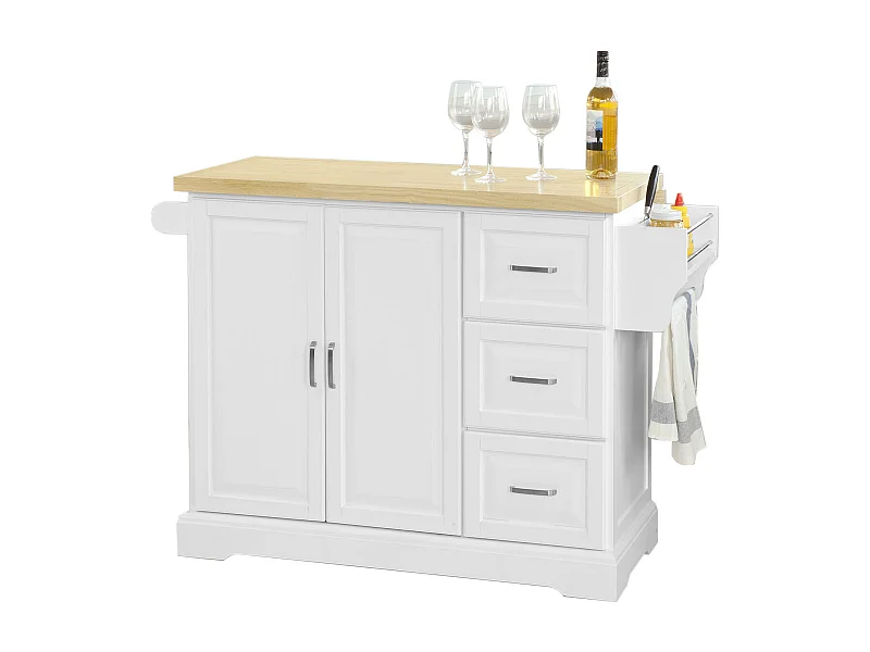 Desserte sur roulettes Meuble de Cuisine de Service en Bois Plans de Travail Rabattables, FKW41-WN