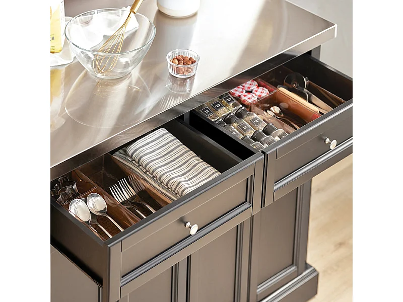 SoBuy FKW71-Sch Keukenwagen Serveerwagen Keukeneiland met uitbreidbaar Werkblad