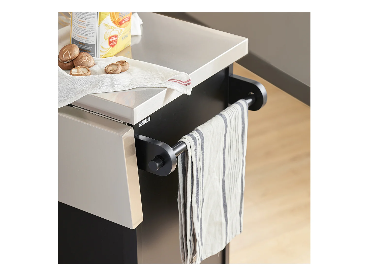Carrito de Cocina con Piso de Acero,con Tablero Extensible,L115 x P46 x H92cm Negro FKW71-SCH SoBuy ES