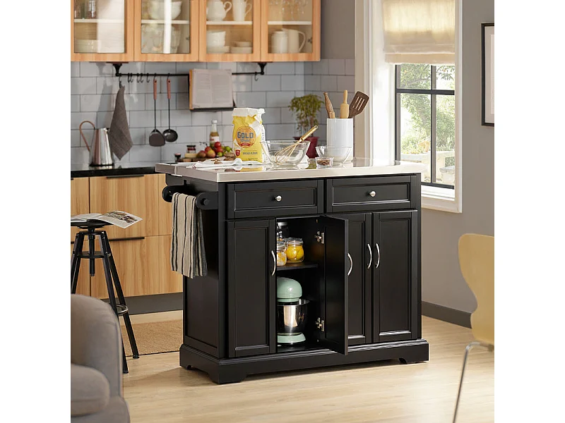 SoBuy FKW71-Sch Keukenwagen Serveerwagen Keukeneiland met uitbreidbaar Werkblad