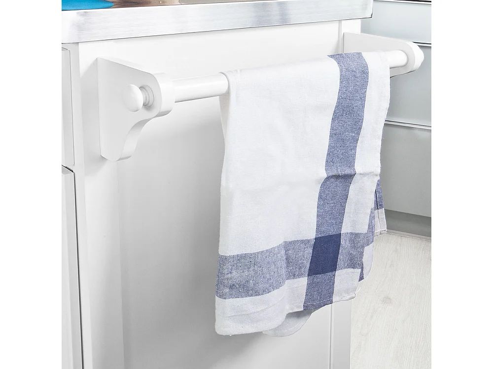 Desserte sur roulettes, Meuble chariot de cuisine de service avec Plateau en Acier Inox, FKW33-W