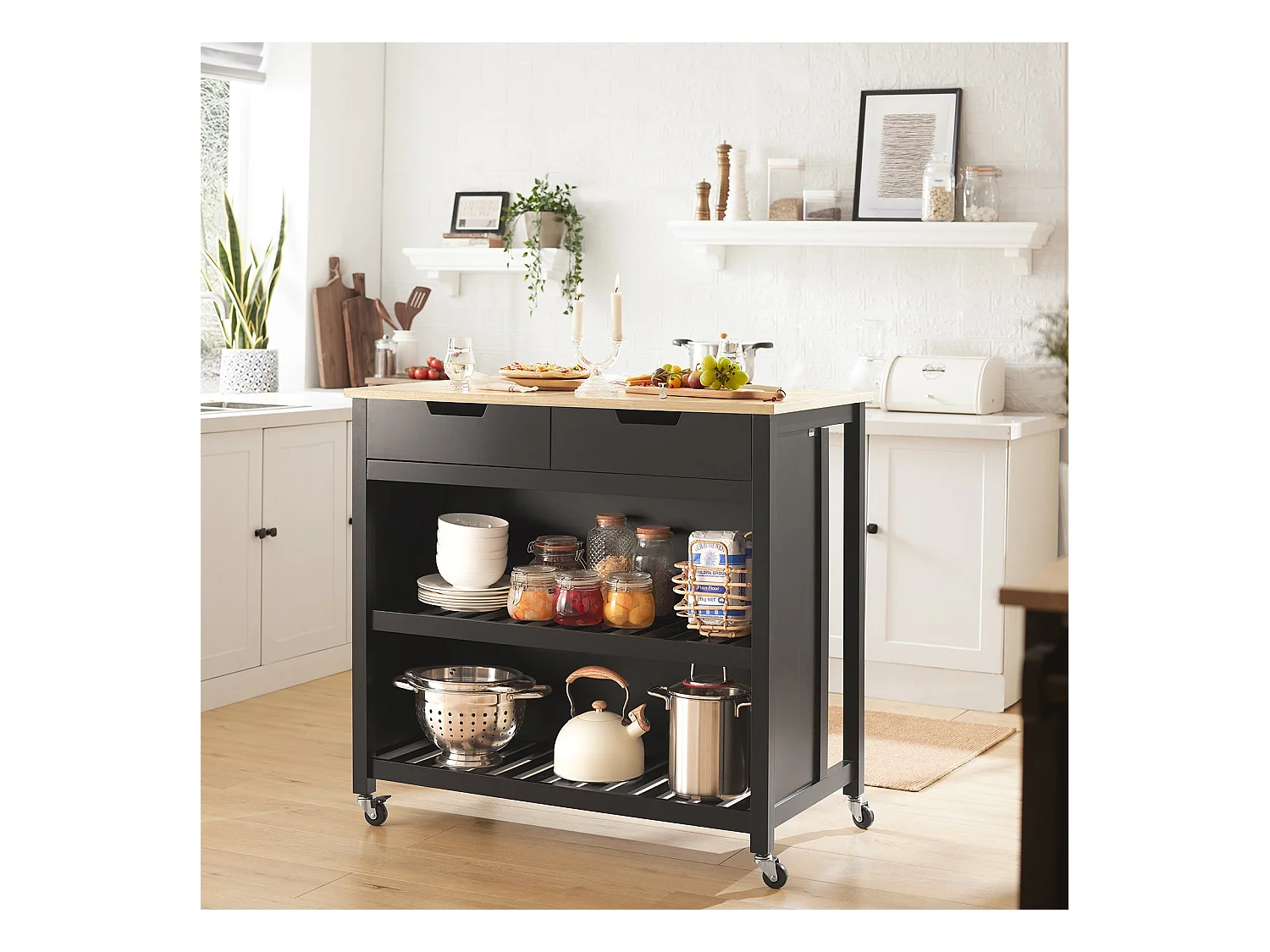 Kücheninsel FKW74-SCH 100 x 94 x 60 cm Schwarz