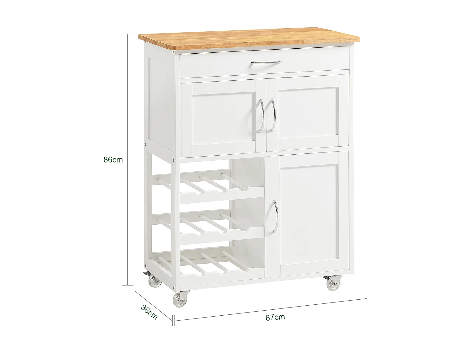 SoBuy Carrello di servizio Credenza in legno mobile cucina Bianco FKW45-WN