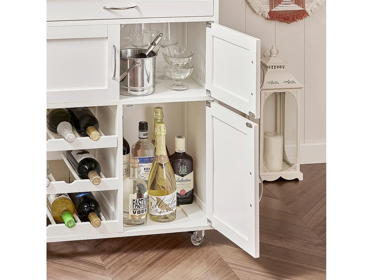 Desserte Chariot de Cuisine de Service Roulant, Meuble Armoire de Rangement cusine,  FKW45-WN