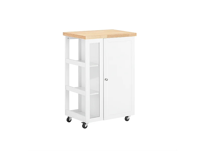 SoBuy FKW75-WN Keukentrolley Serveerwagen Trolley Kast Servies met 1 deur en 3 planken