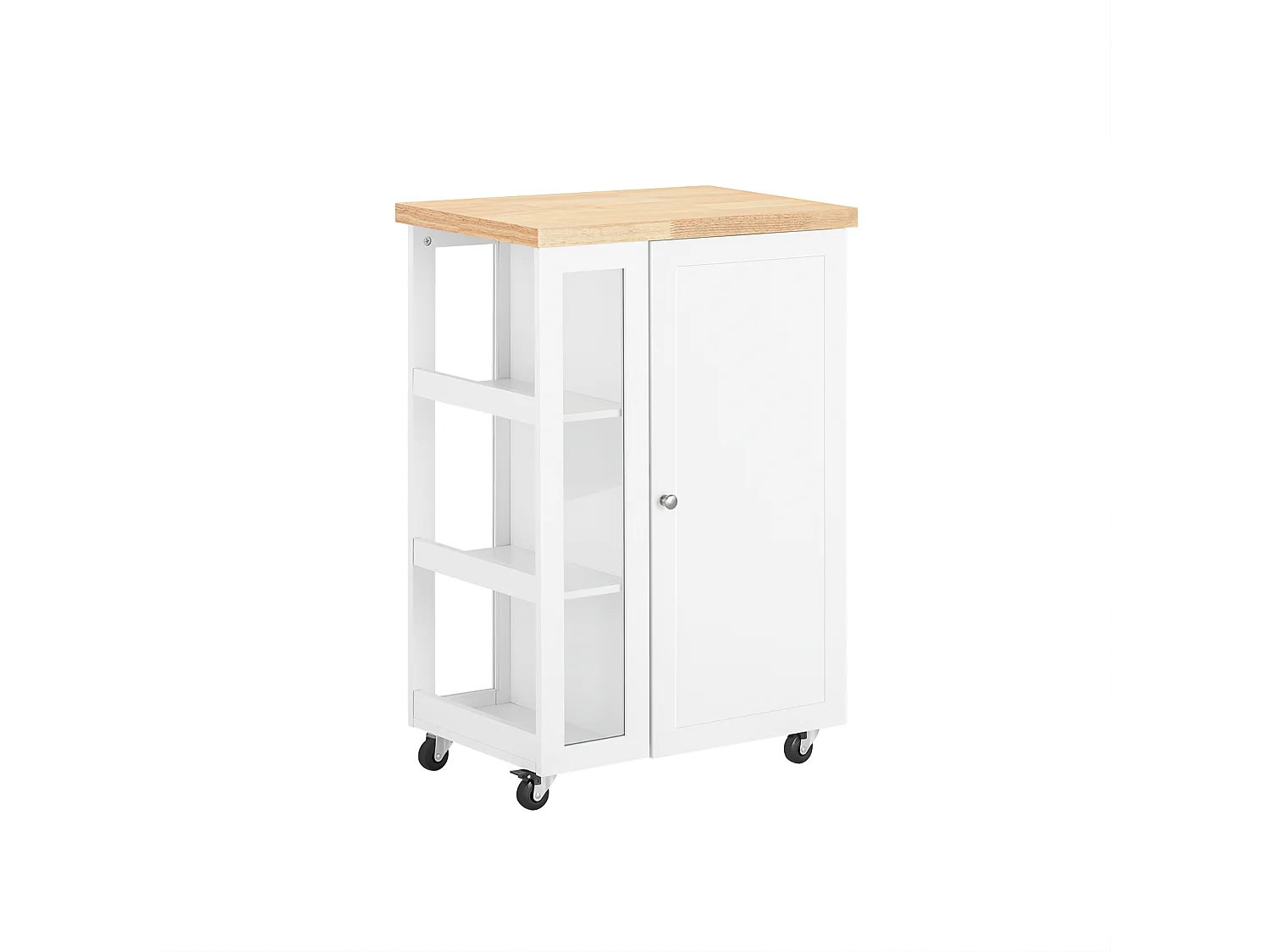 SoBuy FKW75-WN Keukentrolley Serveerwagen Trolley Kast Servies met 1 deur en 3 planken