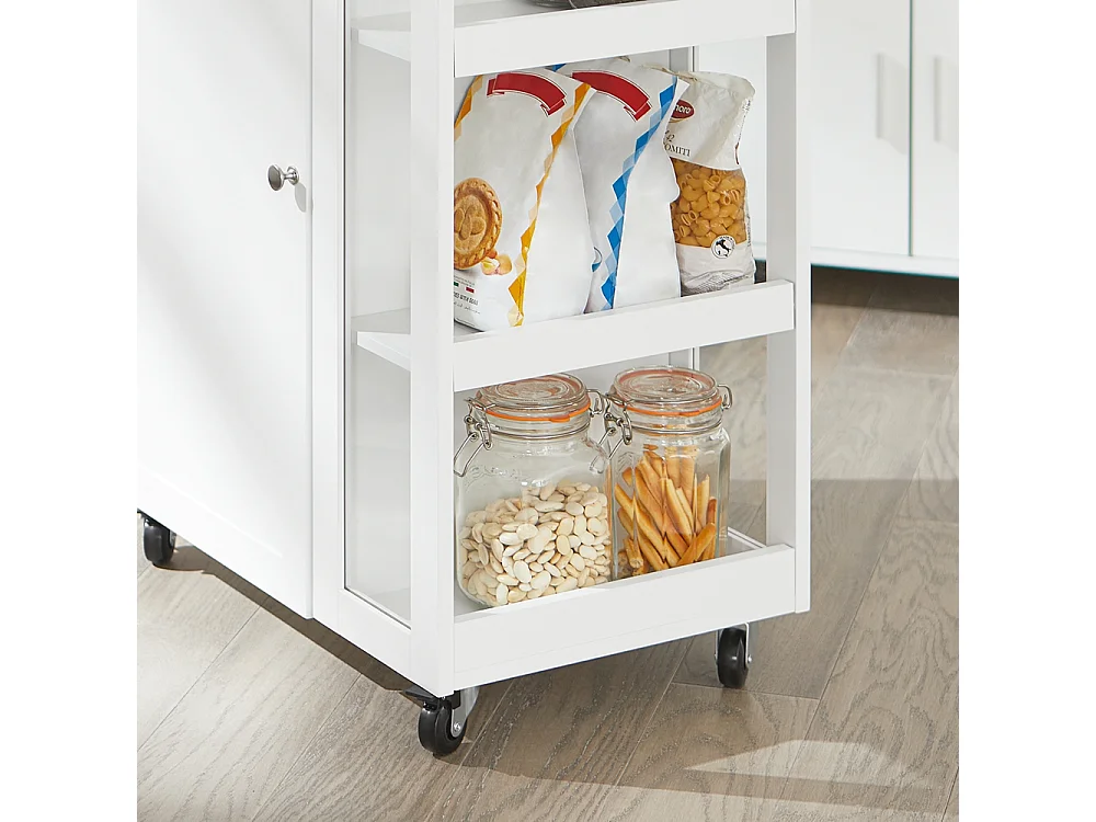 Carrito Auxiliar de Cocina Tres estantes y una Puerta 60x40x90cm Blanco FKW75-WN SoBuy ES