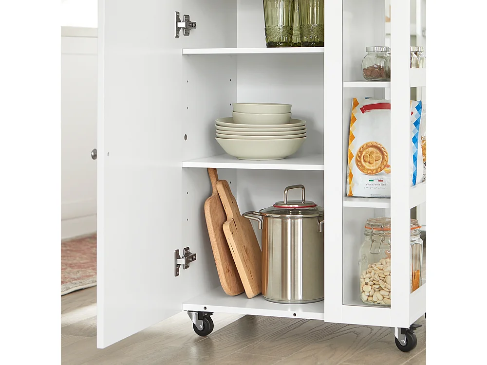Carrito Auxiliar de Cocina Tres estantes y una Puerta 60x40x90cm Blanco FKW75-WN SoBuy ES
