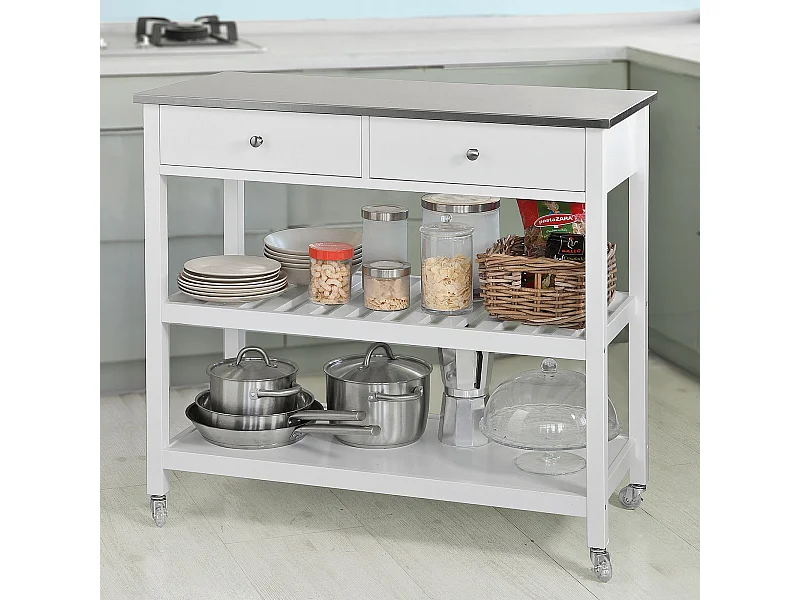 Carrito de Servir, estantería de Cocina, Carrito de Cocina móvil 100 x 92 x 45 cm FKW47-W SoBuy ES