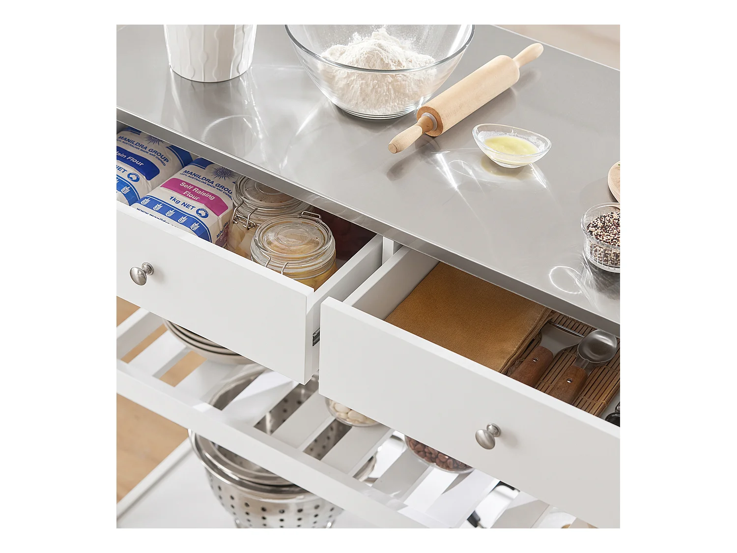 Carrito de Servir, estantería de Cocina, Carrito de Cocina móvil 100 x 92 x 45 cm FKW47-W SoBuy ES