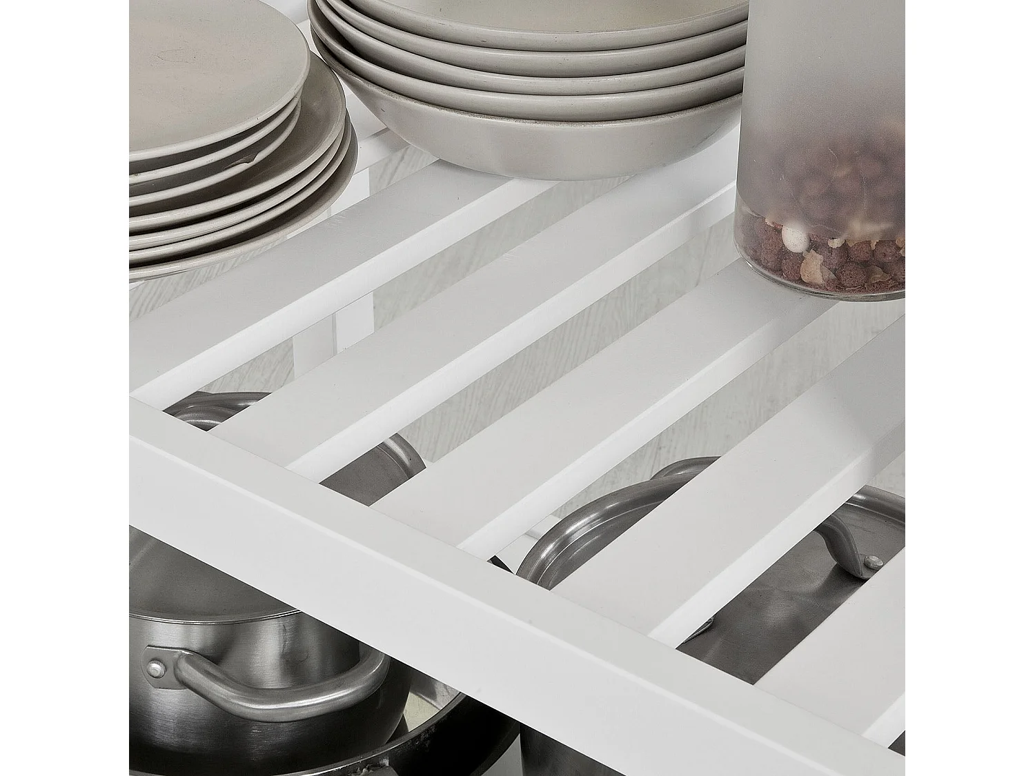 Desserte roulante Chariot de cuisine de 2 étages avec grand plan de travail en Acier Inox, FKW47-W