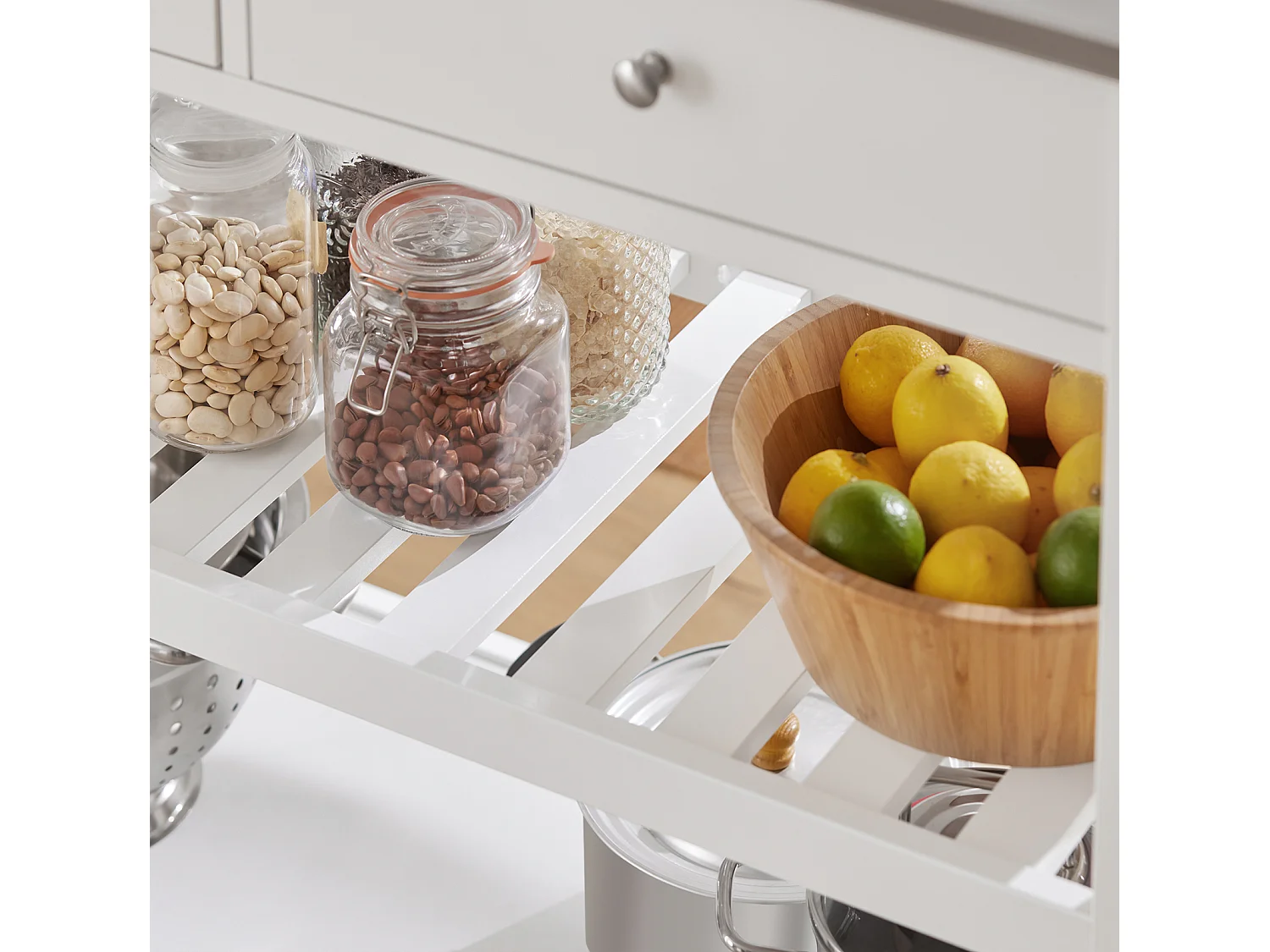 Desserte roulante Chariot de cuisine de 2 étages avec grand plan de travail en Acier Inox, FKW47-W