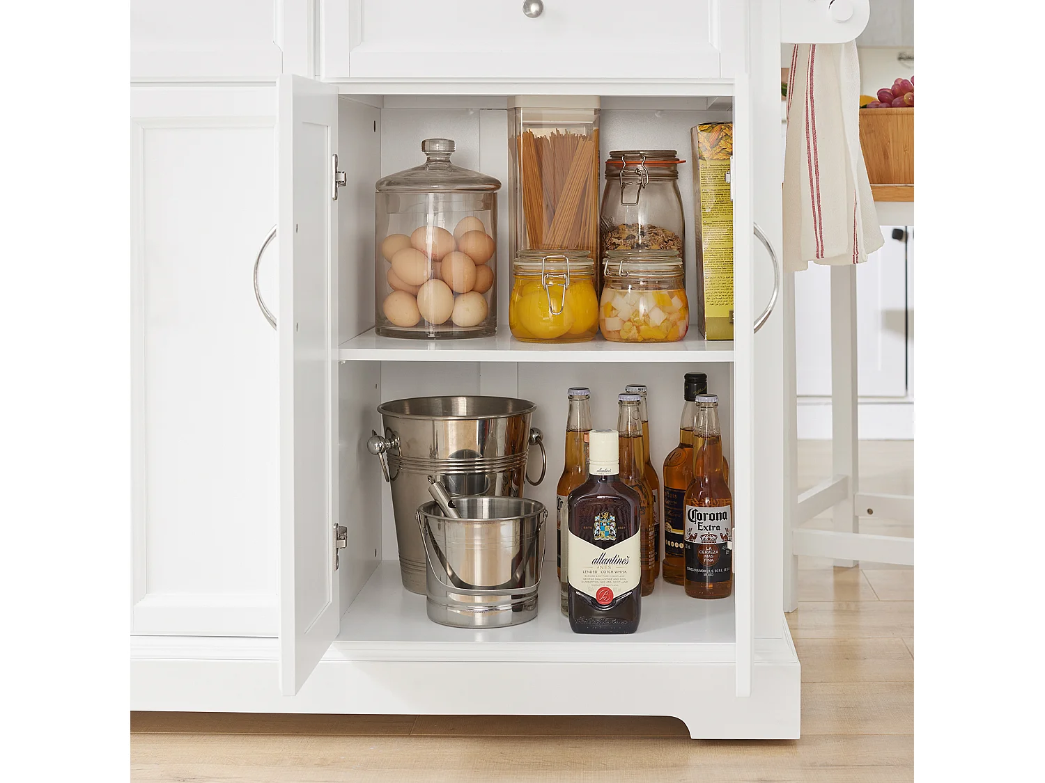 Desserte sur roulettes en Bois avec Plans de Travail Rabattable, FKW71-WN