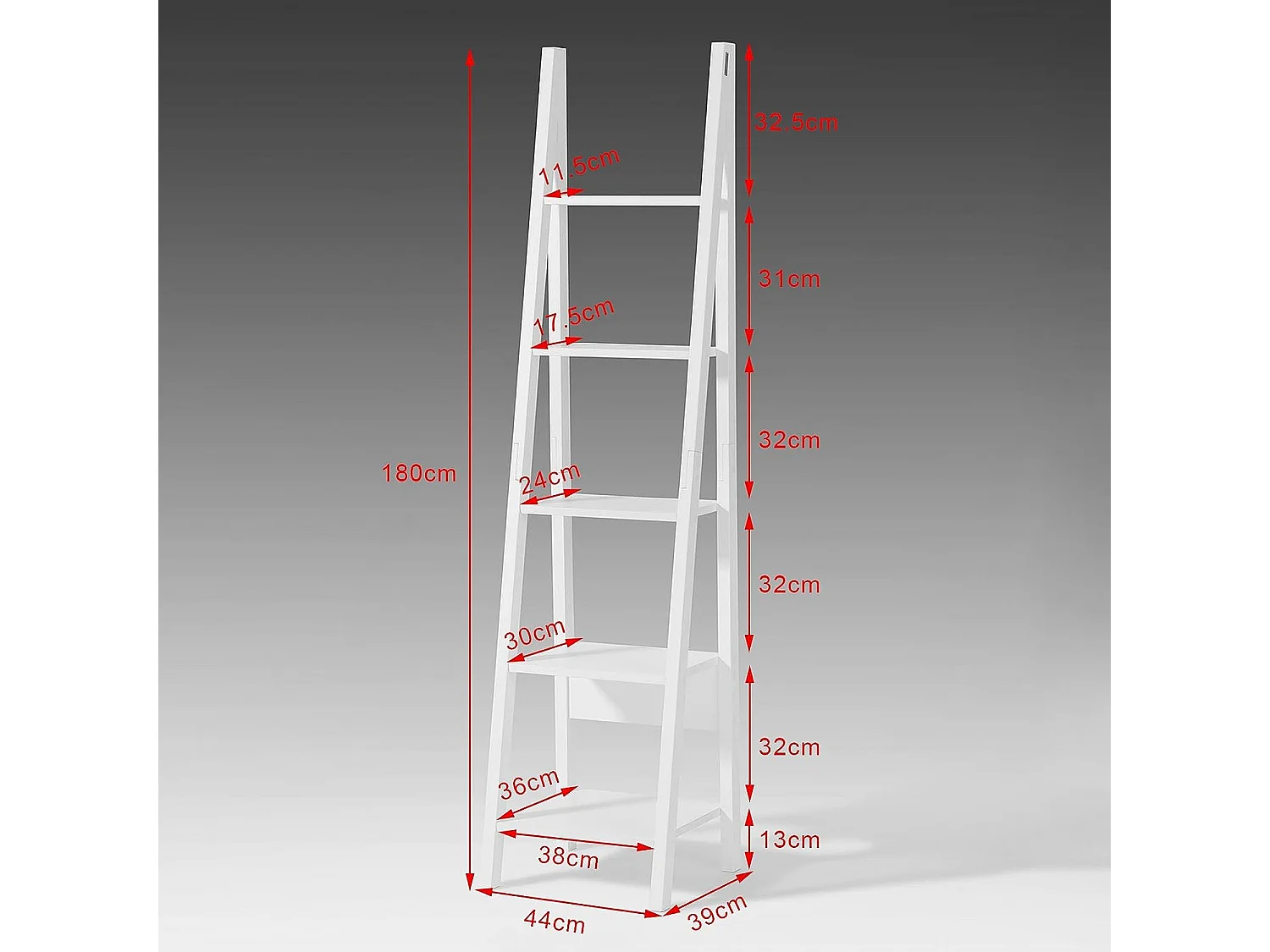 SoBuy FRG101-W Ladderrek - Opbergplank - Boekenplank - Landelijk - Wit