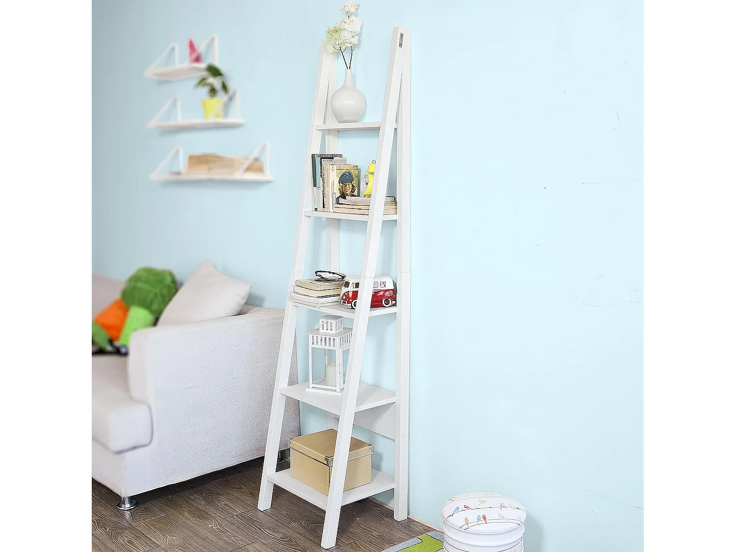 Étagère style échelle Bibliothèque - 5 étages –Blanc, FRG101-W