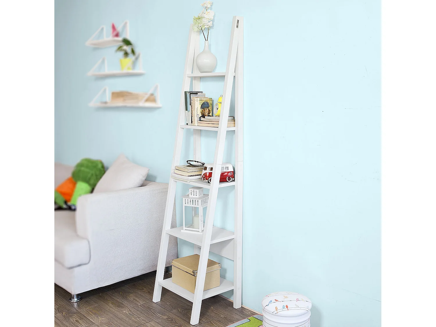 Étagère style échelle Bibliothèque - 5 étages –Blanc, FRG101-W