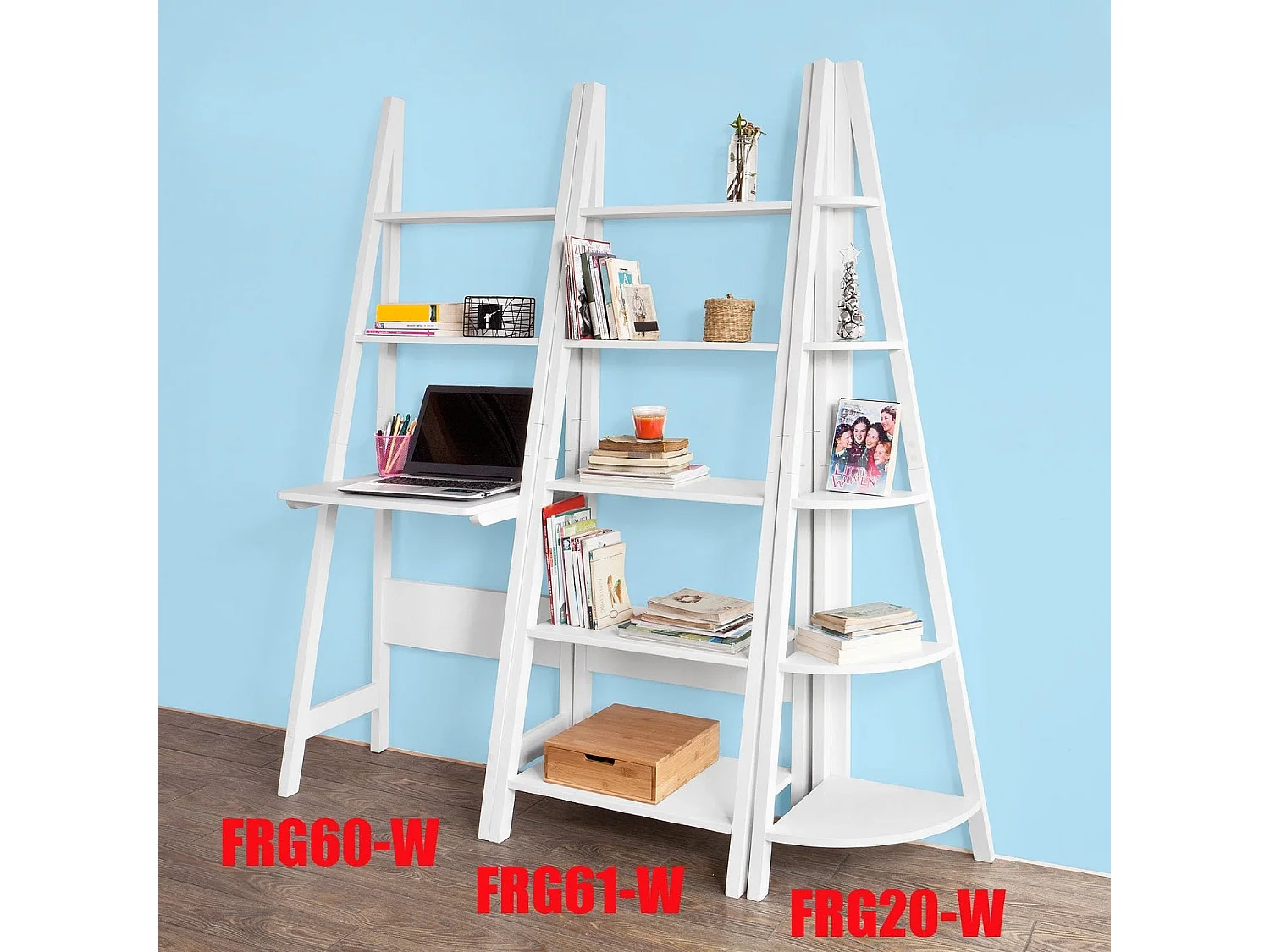 Étagère style échelle Bibliothèque - 5 étages –Blanc, FRG101-W