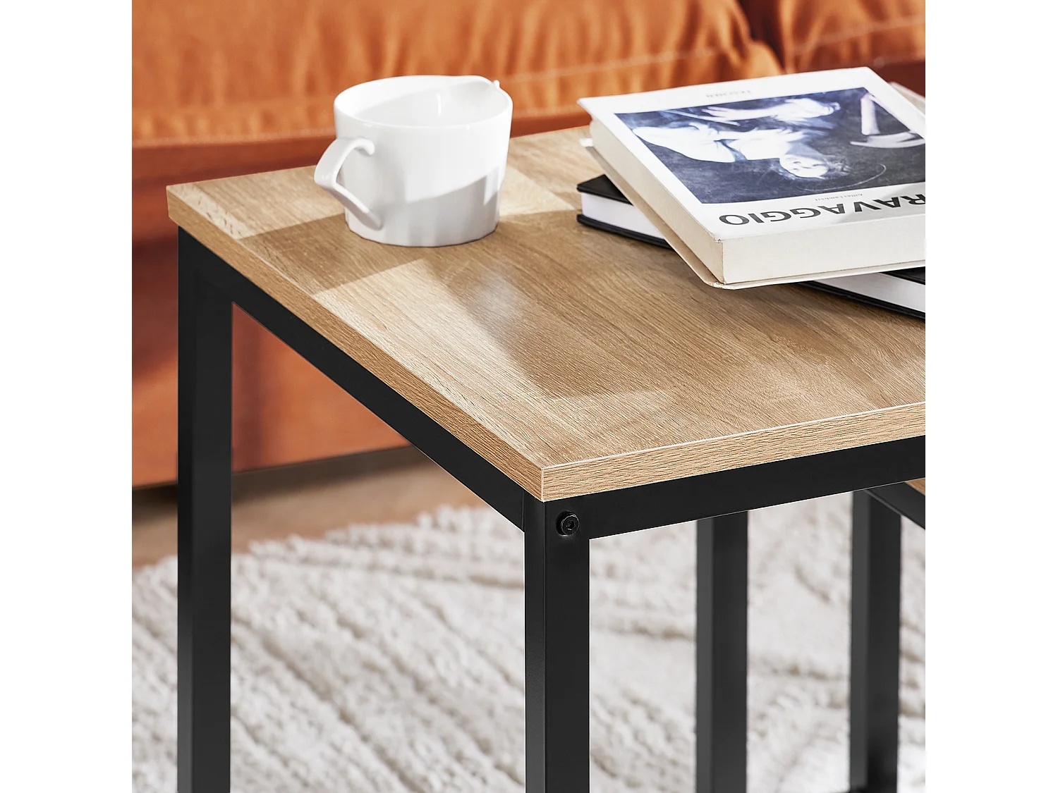 SoBuy FBT42-N Set van 2 Salontafels Bijzettafel - Natuurlook â€“ Metaal