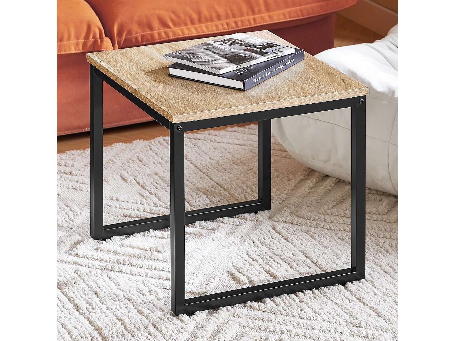 SoBuy FBT42-N Set van 2 Salontafels Bijzettafel - Natuurlook â€“ Metaal