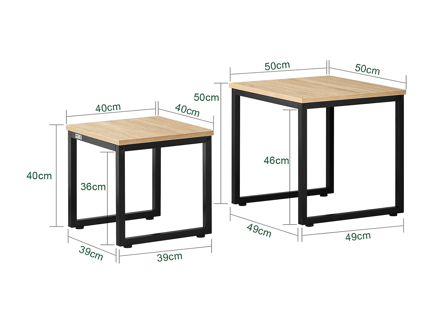 Tables Basses Gigognes - Set de 2 - Lot de 2 tables d'appoint empilables, FBT42-N