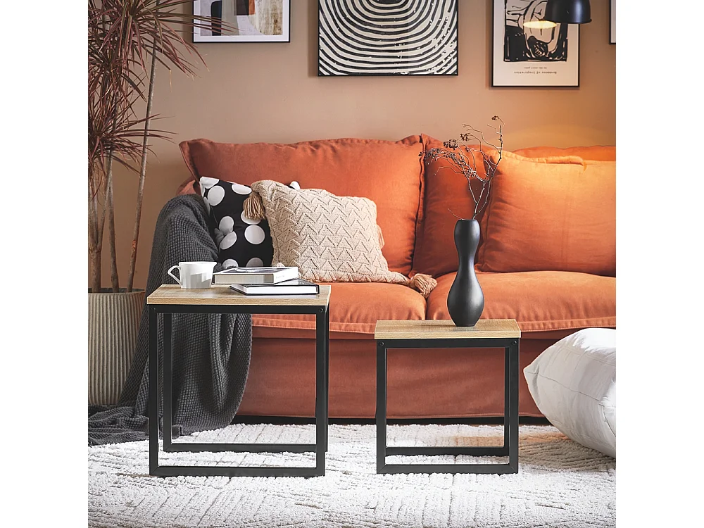 Tables Basses Gigognes - Set de 2 - Lot de 2 tables d'appoint empilables, FBT42-N