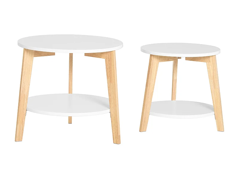 Mesa de café Set 2 Mesas auxiliares Forma Redonda Mesa Nido Color Blanco FBT75-W SoBuy ES