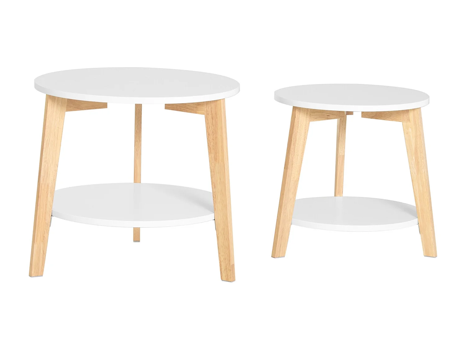 SoBuy FBT75-W Set van 2 Salontafels Bijzettafel Rubberhout 2-delig Wit