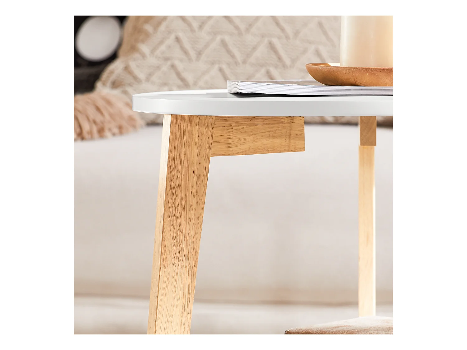 SoBuy FBT75-W Set van 2 Salontafels Bijzettafel Rubberhout 2-delig Wit