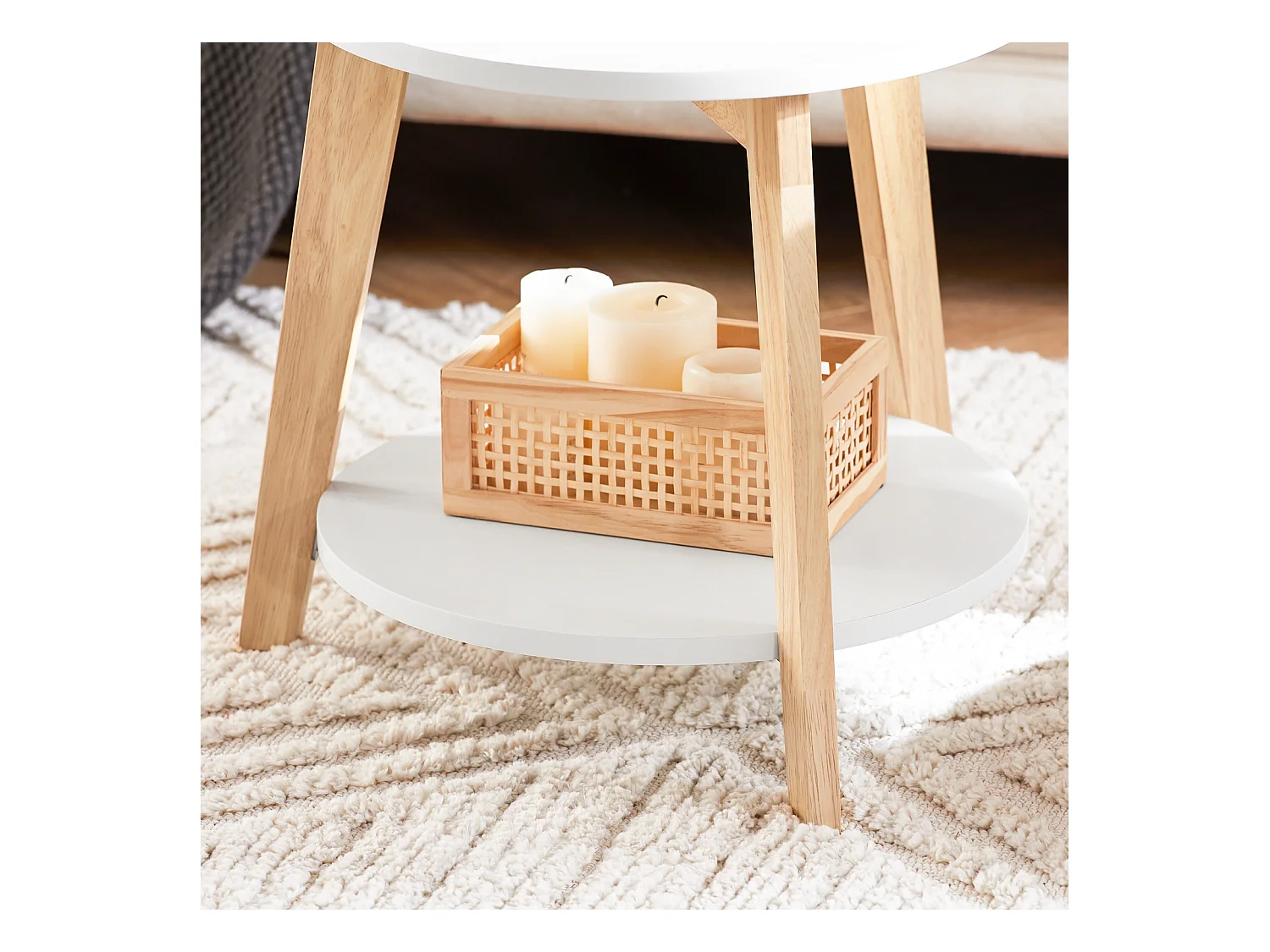 SoBuy FBT75-W Set van 2 Salontafels Bijzettafel Rubberhout 2-delig Wit