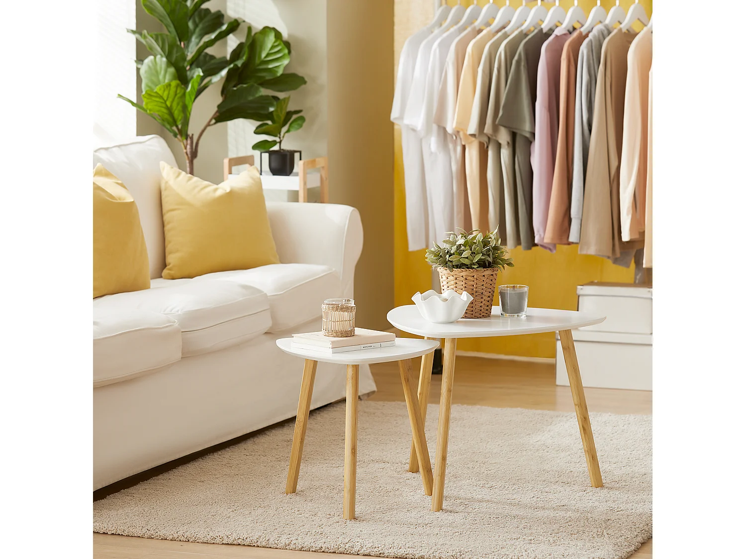 Couchtisch Set FBT74-W 55 x 45 x 52 cm Weiß