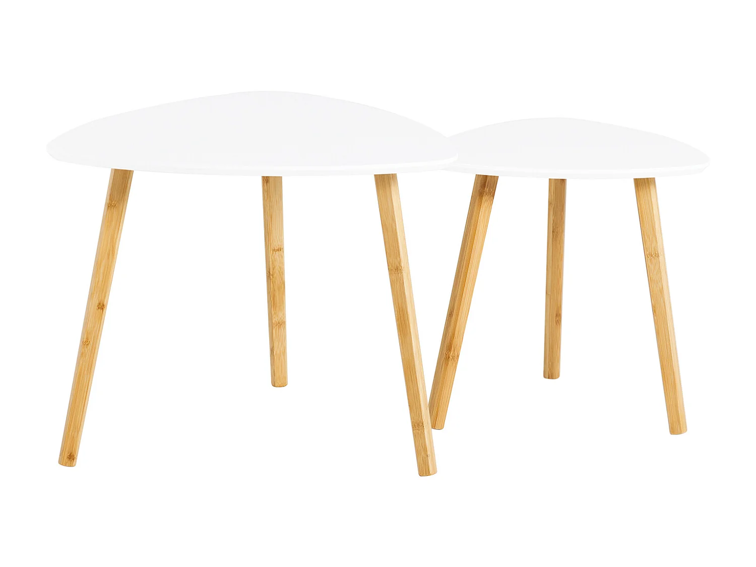 SoBuy FBT74-W Set van 2 Bijzettafel met Planken Salontafel Bamboe Wit/Naturel