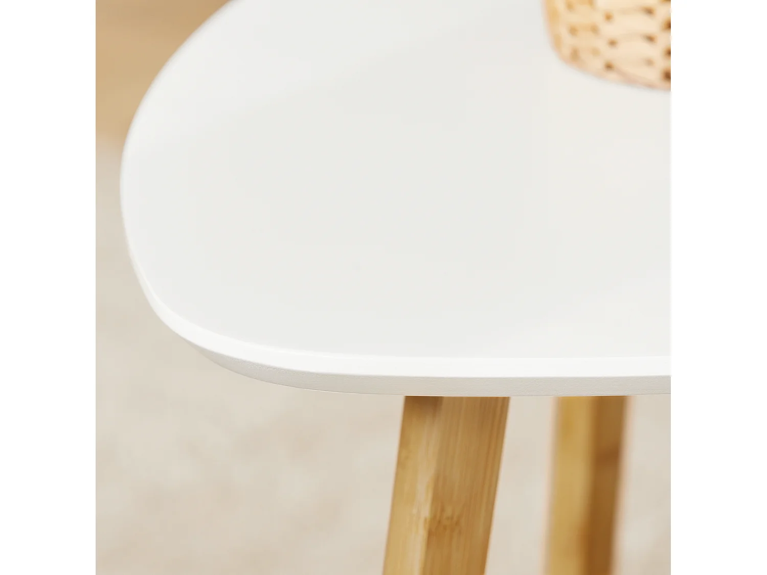 SoBuy FBT74-W Set van 2 Bijzettafel met Planken Salontafel Bamboe Wit/Naturel