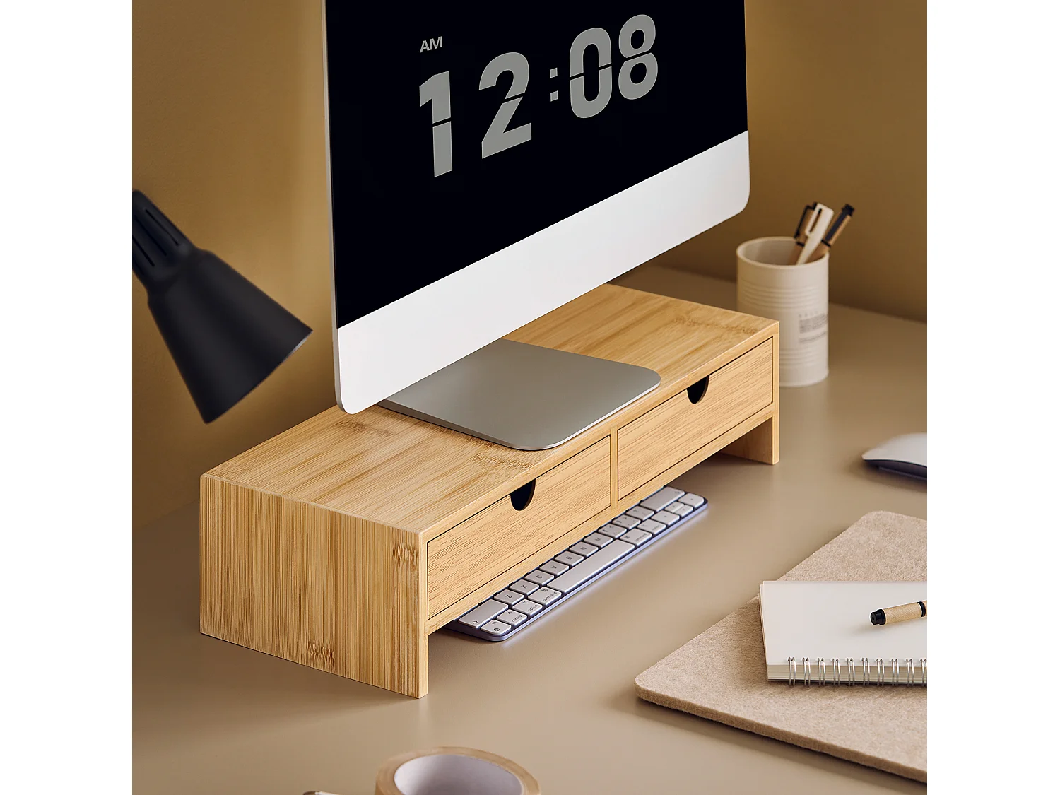 Pantalla Soporte para Monitor, Soporte de Sobremesa,bambú, Ergonómico para Universal Monitor FRG198-N SoBuy ES