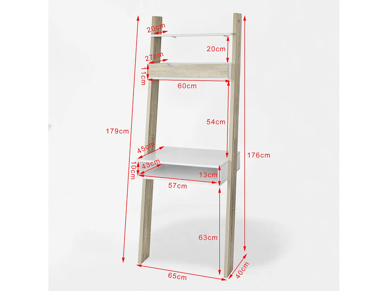 Étagère de Rangement Bibliothèque avec bureau cubique et 2 étagère, FRG111-WN