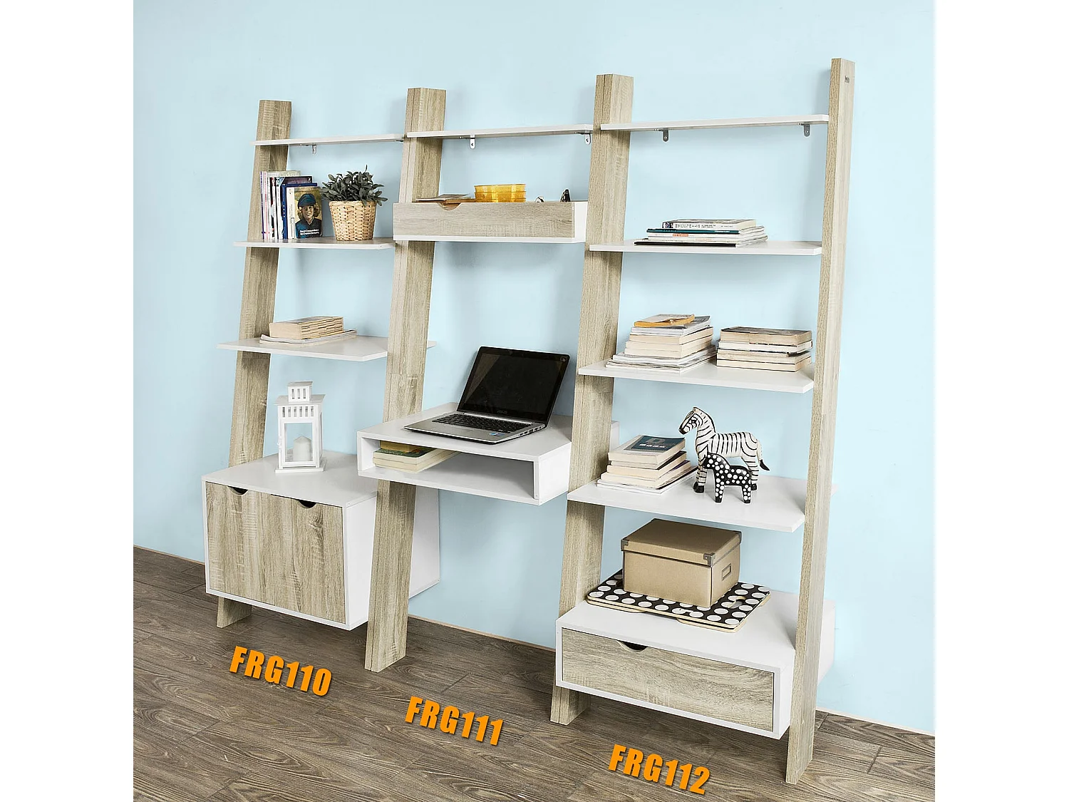 Étagère de Rangement Bibliothèque avec bureau cubique et 2 étagère, FRG111-WN