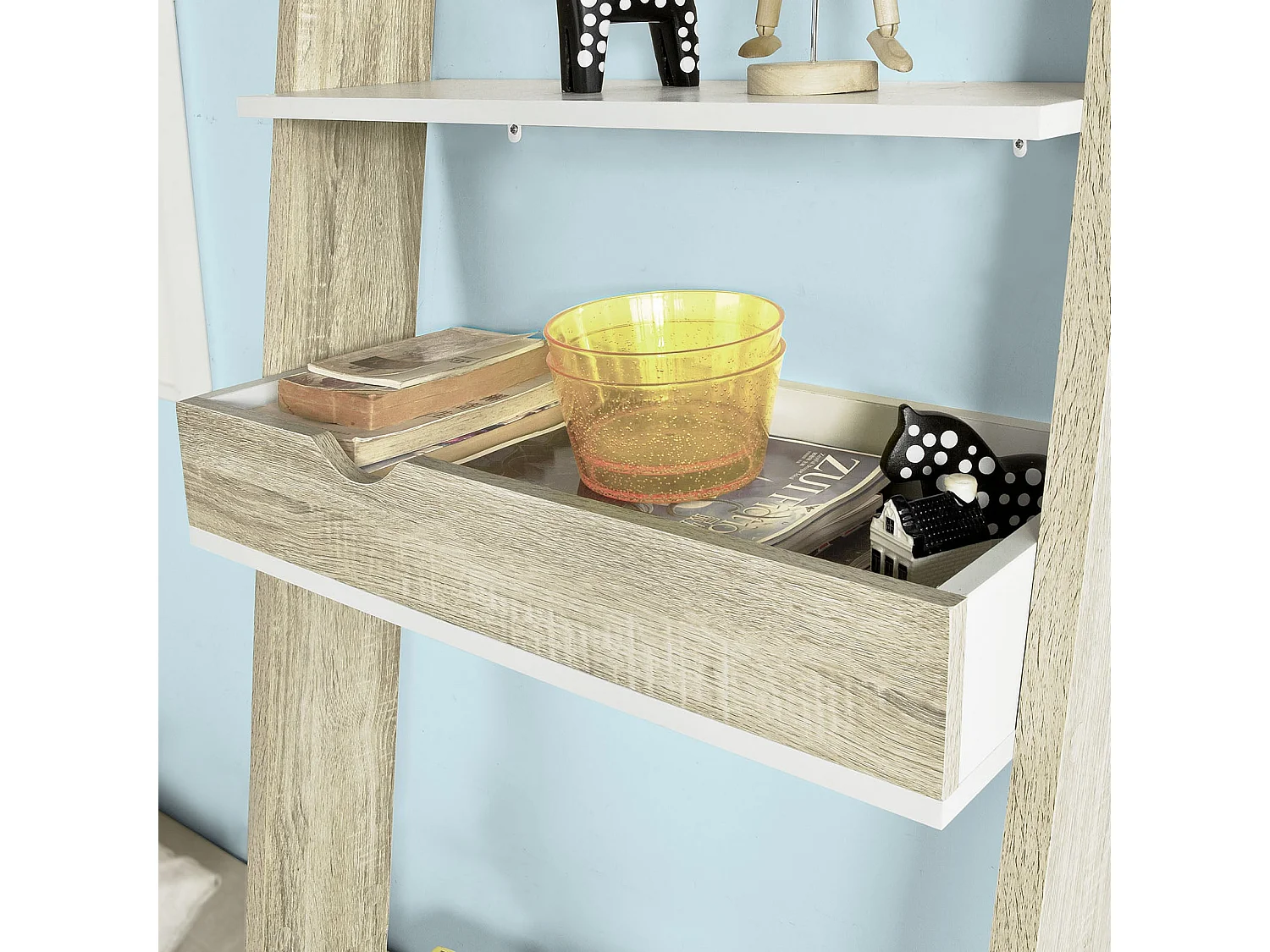 Étagère de Rangement Bibliothèque avec bureau cubique et 2 étagère, FRG111-WN