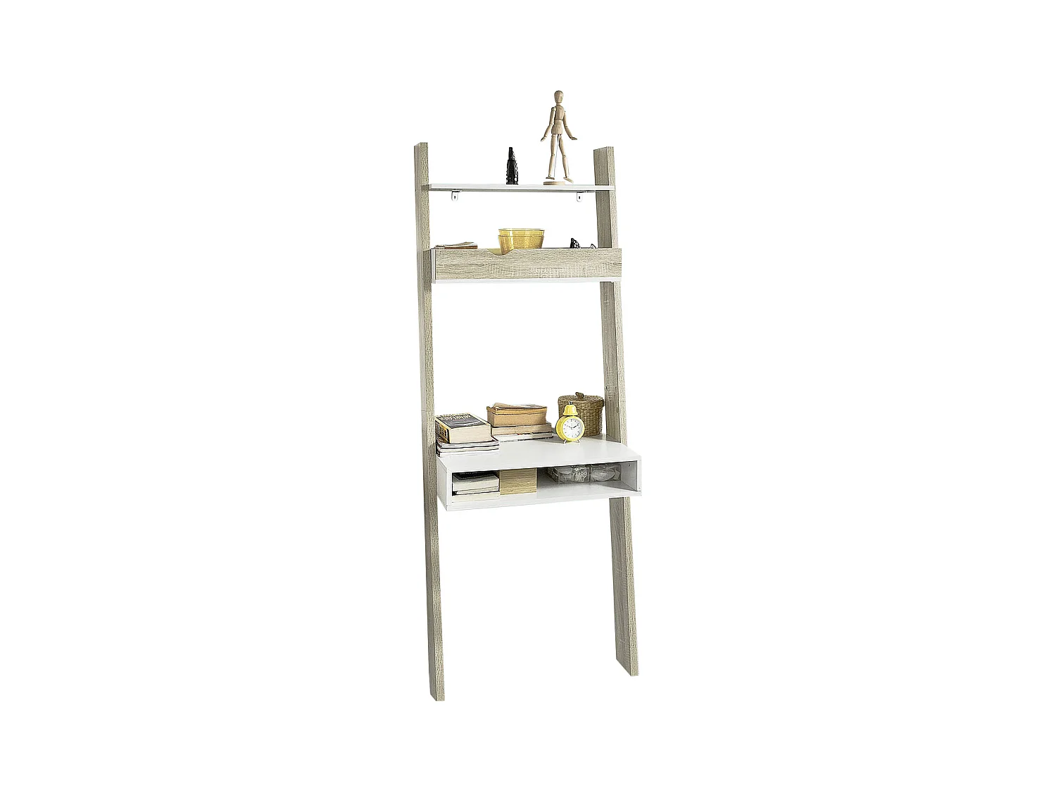 Étagère de Rangement Bibliothèque avec bureau cubique et 2 étagère, FRG111-WN