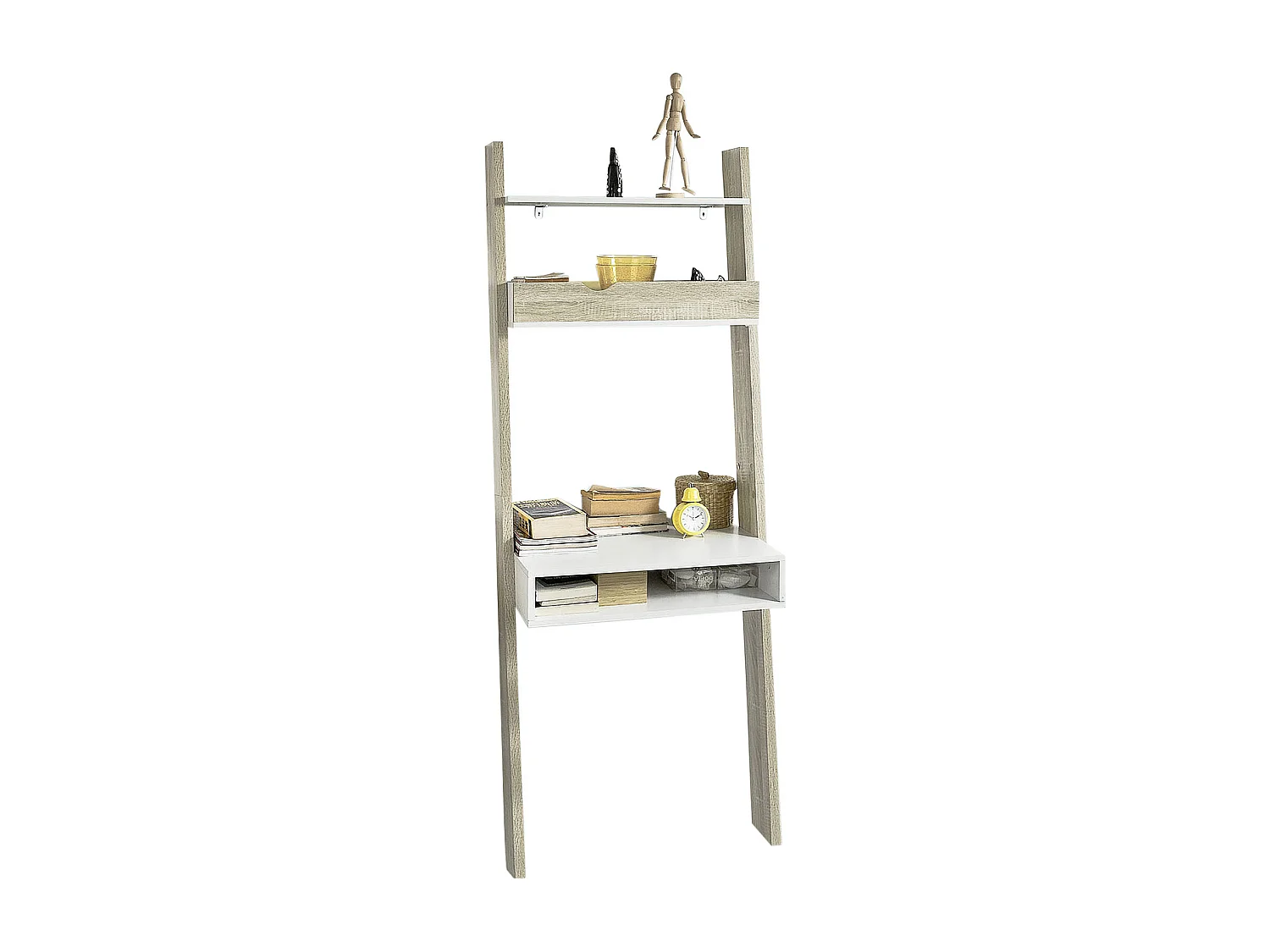 SoBuy escada de madeira, escada decorativa, escritório FRG111-WN