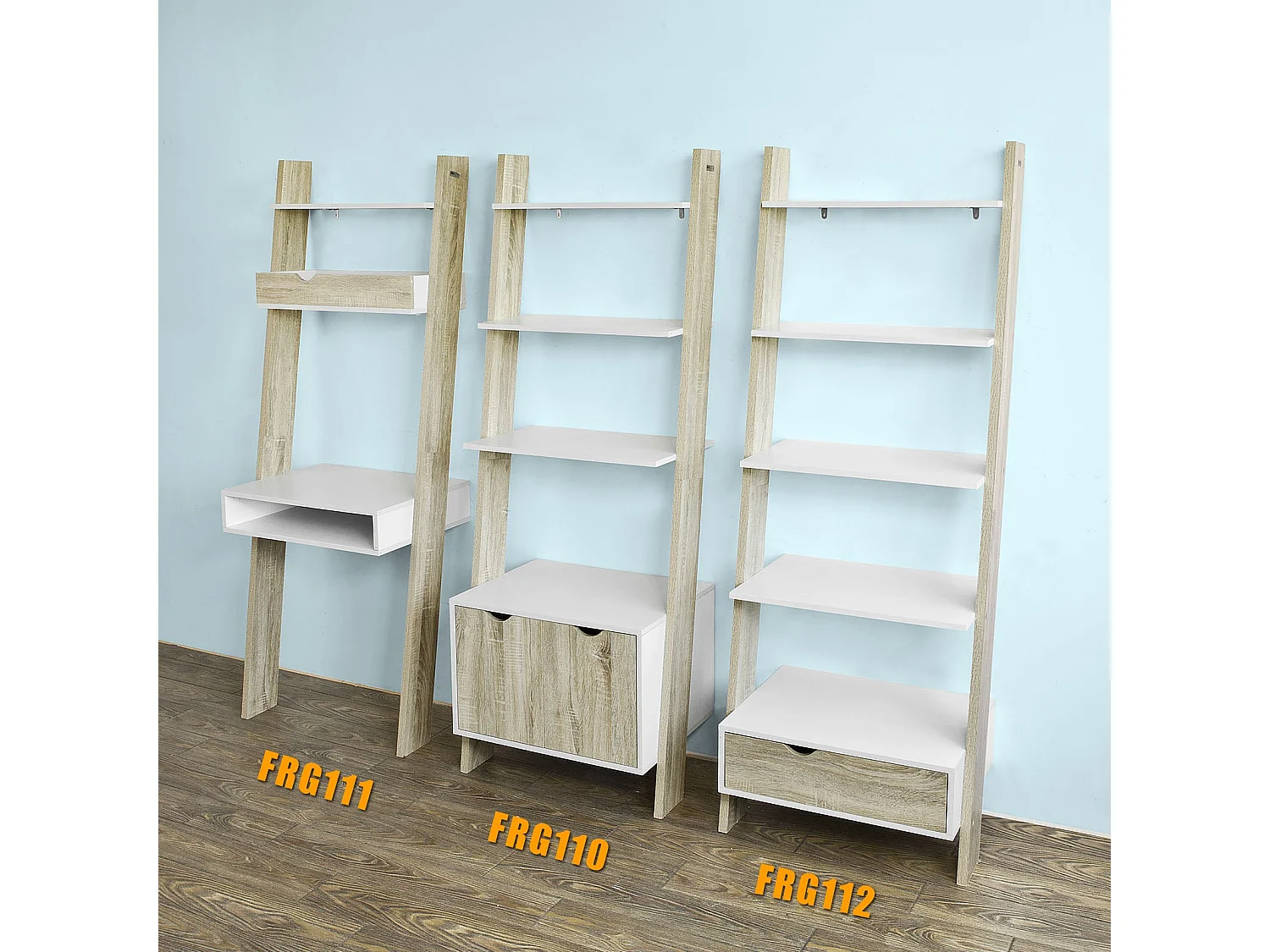 SoBuy escada de madeira, escada decorativa, escritório FRG111-WN