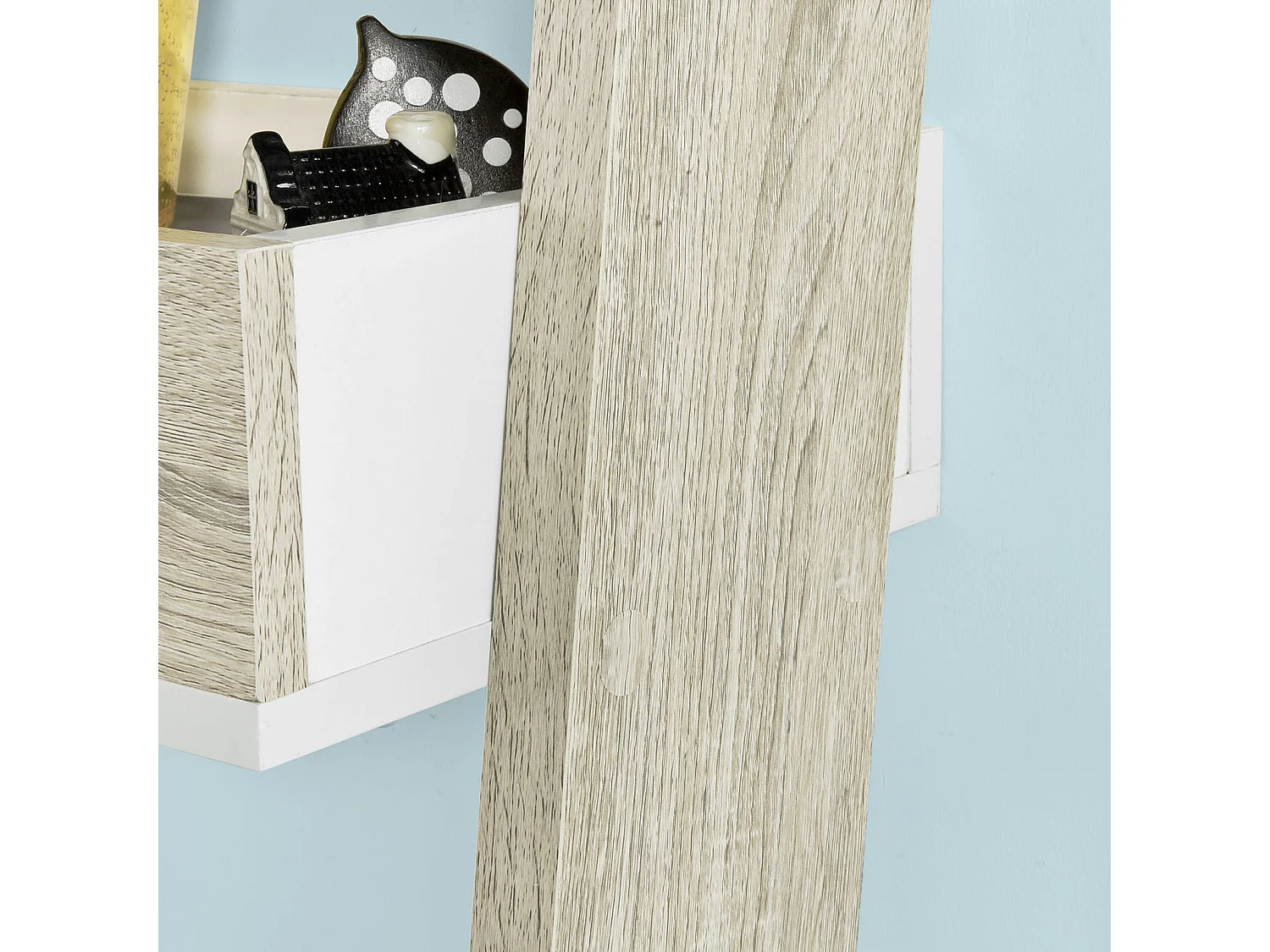 SoBuy escada de madeira, escada decorativa, escritório FRG111-WN