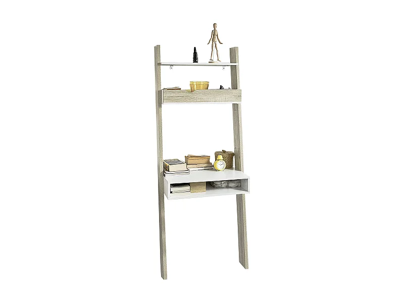 Étagère de Rangement Bibliothèque avec bureau cubique et 2 étagère, FRG111-WN