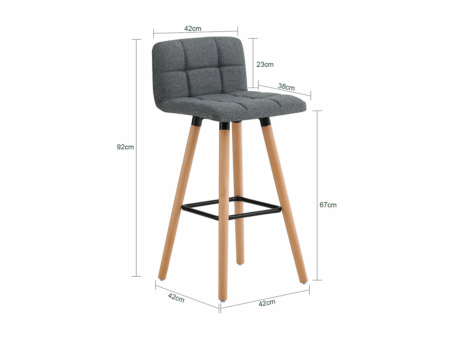 SoBuy FST50-DG x2 Barkruk set van 2 | Counter Stool Barkrukken Counter Stool met rugkruk donkergrijs
