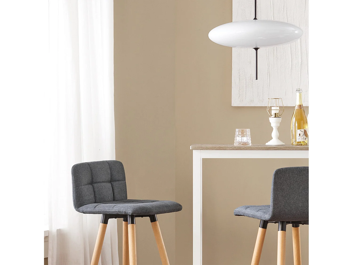 SoBuy FST50-DG x2 Barkruk set van 2 | Counter Stool Barkrukken Counter Stool met rugkruk donkergrijs