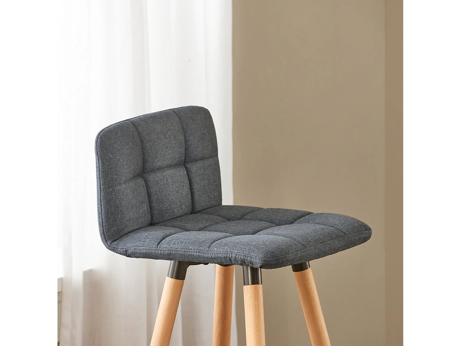 SoBuy FST50-DG x2 Barkruk set van 2 | Counter Stool Barkrukken Counter Stool met rugkruk donkergrijs