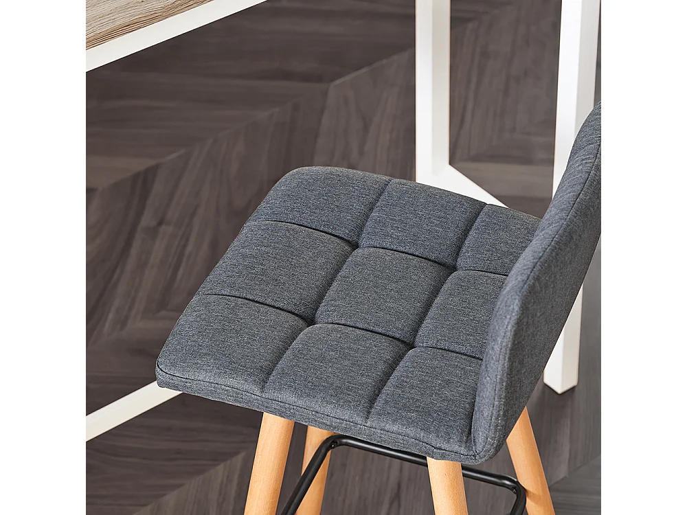 SoBuy FST50-DG x2 Barkruk set van 2 | Counter Stool Barkrukken Counter Stool met rugkruk donkergrijs